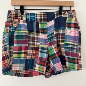 J.Crew Patchwork Madras Shorts Women’s Size 6 City Fit Multicolor Plaid Preppy